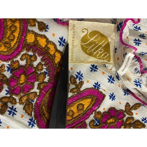 LILKA by ANTHROPOLOGIE Maggie Embroidered Paisley Vneck Dress MEDIUM Flowy Boho - Picture 6 of 7